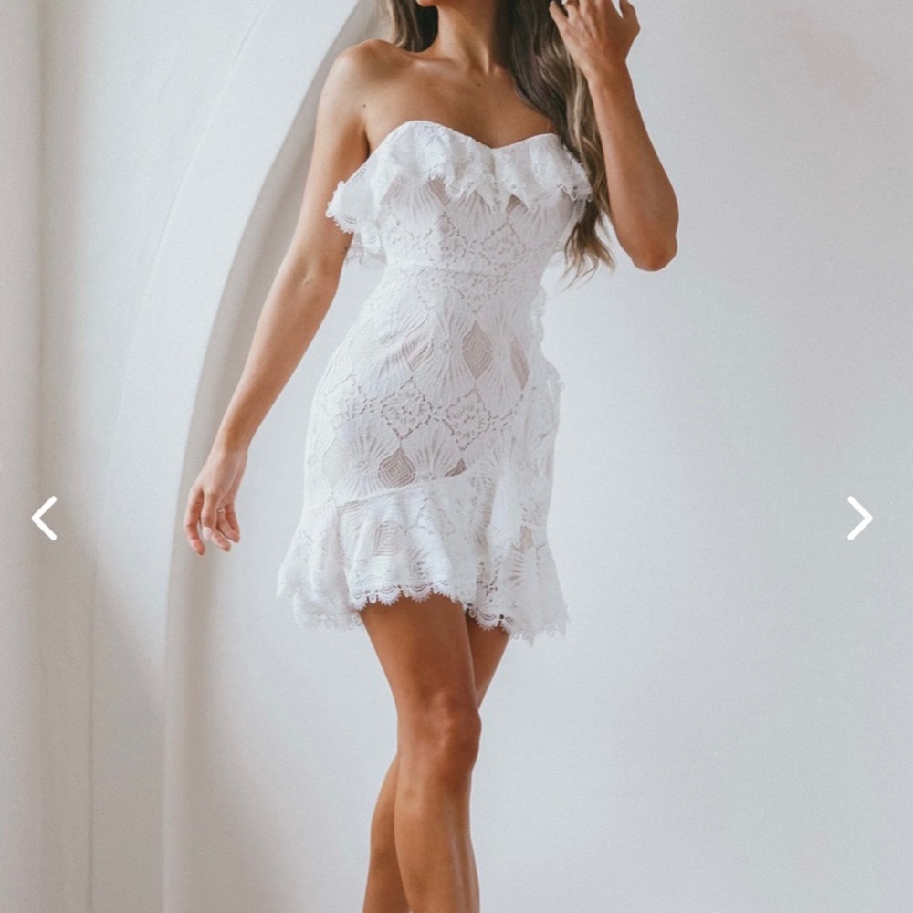 Strapless, Lace White Dress